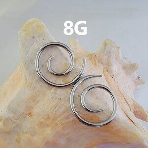 Pair Stainless Steel Spiral Tapers NWT 8G size
